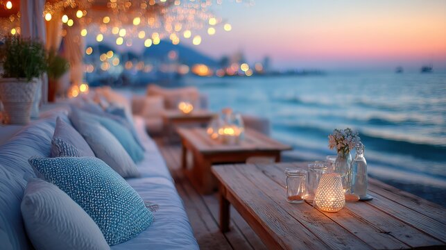 Blurred beach resort in Turkey with sea view and luxury travel concept