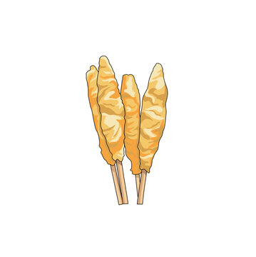 Indonesian telur gulung four skewers vector illustration