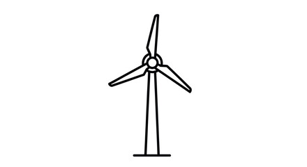 Minimalist line icon of a wind turbine for renewable energy and sustainability concept. © denisjack