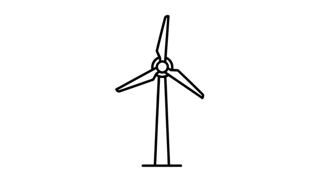 Minimalist line icon of a wind turbine for renewable energy and sustainability concept.