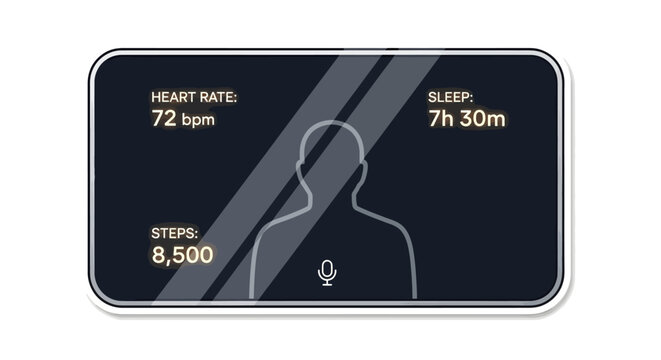 Health and fitness tracker display with heart rate and sleep data