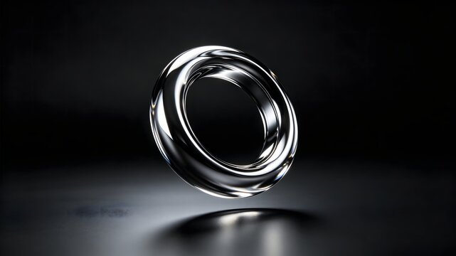 Levitating liquid metal ring with high gloss chrome reflections