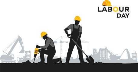Labour day construction workers with shovel and drill © Shahidullah