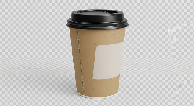 Disposable Paper Coffee Cup with Black Lid Mockup.