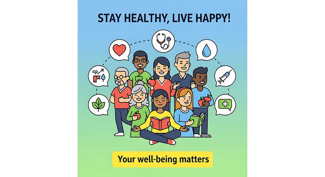 Diverse Group of People Promoting Health and Well Being.
