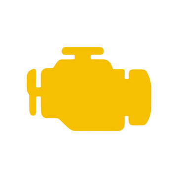 Yellow Engine Check Warning Light Icon.