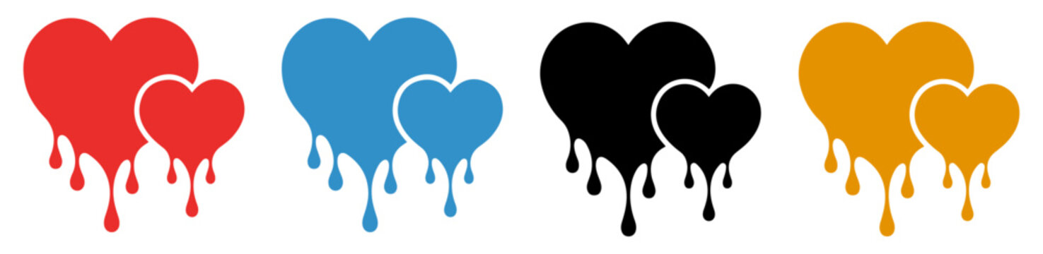 dripping heart icons love emotion design