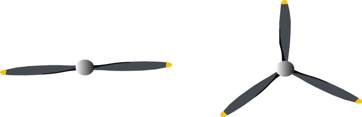 Airplane propeller blade Icon set vector aircraft engine wood propeller Illustration. a fan blade set on white background. © Zuhaib