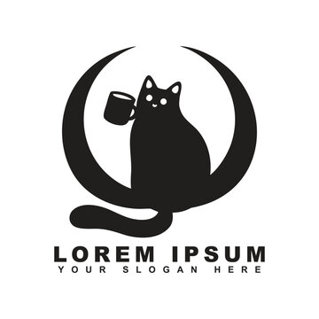 Cat Caf&eacute; Vector Logo Design
