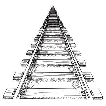 Railway tracks stretching into distance perspective.