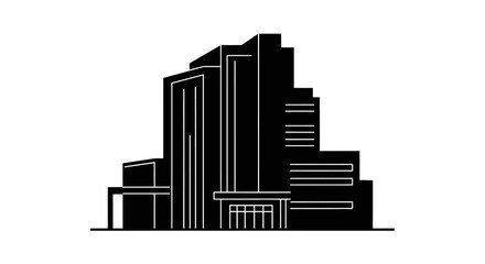 Fototapeta premium Minimalist black silhouette of a modern city building structure