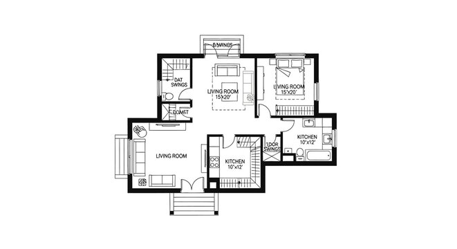 Black and white floor plan of a single story residential home layout