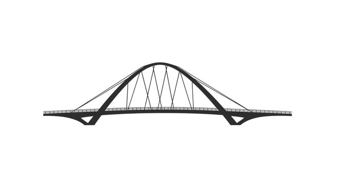 Simple black and white illustration of a modern arch bridge structure