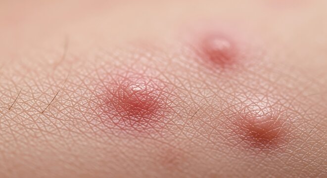 Close-up of skin with red spots.