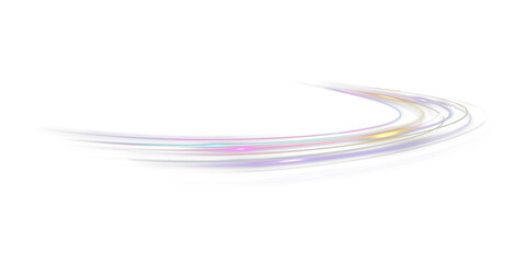 Glowing light trail arc, abstract curved energy streaks, futuristic motion wave effect isolated on black and transparent background  © NAUM