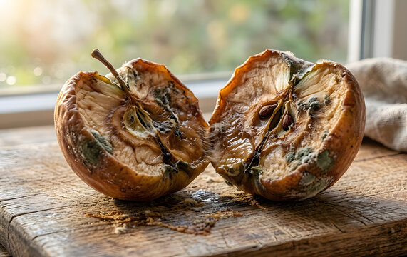 dried apple on a wooden tabble