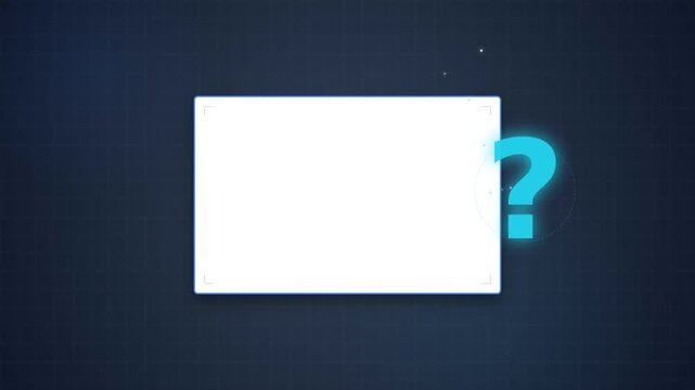 A blank white canvas on a dark grid background, with a glowing question mark beside it