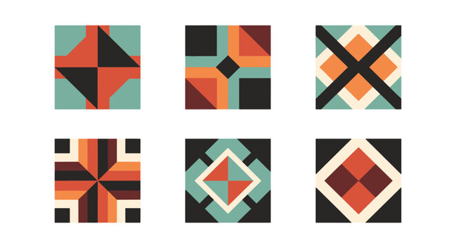 Quilt Grid Line art vector minimal abstract color design