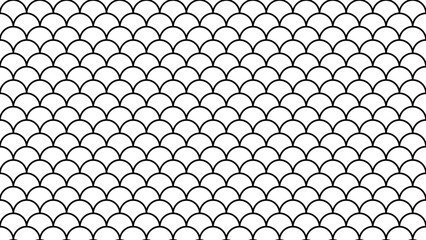 Fish scale black and white pattern. Reptile skin monochrome texture. Outline mermaid seamless background. Cute marine backdrop with gradient. Vector illustration. Retro sea wrapping paper. © Iryna