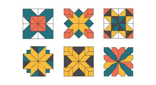 Quilt Template Line art vector minimal abstract illustration