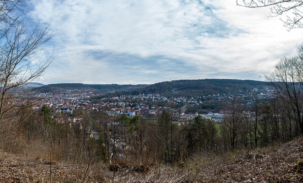 Beautiful view of the historic town of Meiningen in Thuringia, Germany. Known for its cultural heritage, the town features elegant architecture, the impressive Elisabethenburg Palace.