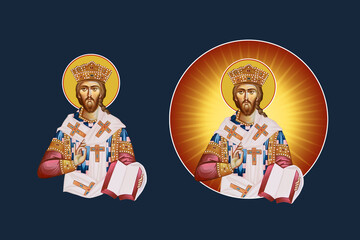 Fototapeta premium Jesus Christ the greatest Bishop. Illustration - fresco set in Byzantine style