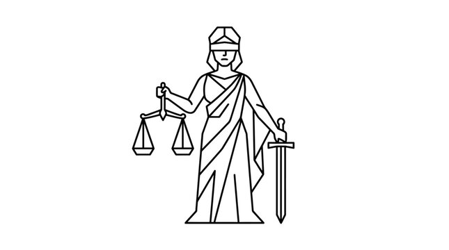 Lady Justice Themis Icon Outline Illustration.
