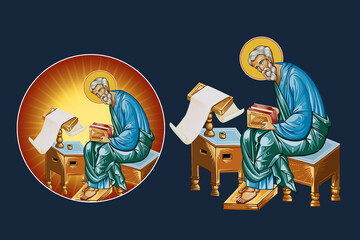 Fototapeta premium Matthew Levi the Apostle. Illustration - fresco set in Byzantine style