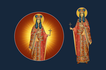 Fototapeta premium Saint Helena (Ana-Neda). Illustration - fresco set in Byzantine style