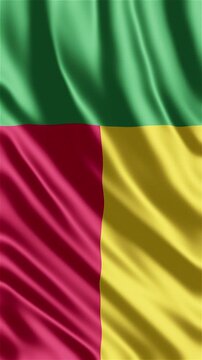 Benin flag waving in the wind. Beninese identity independence national pride. News visuals political international relations documentaries educational travel and web banners West Africa.