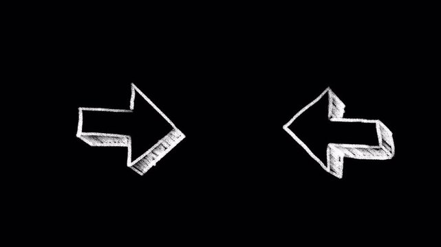 White arrow doodle chalk animation transparent background