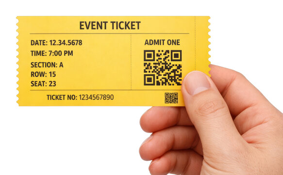 PNG Yellow event ticket held hand
