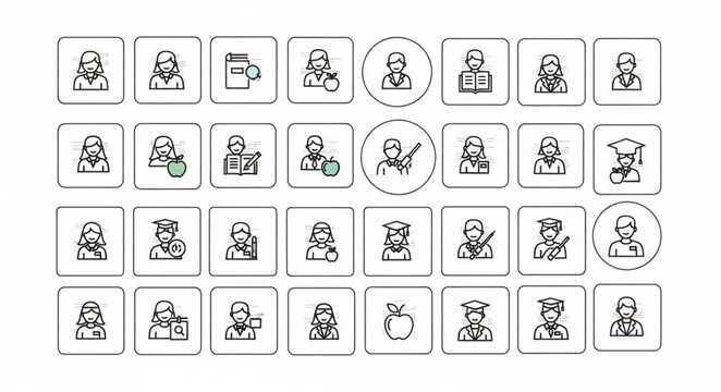 Collection of Hand Drawn Person Icons Representing Different Professions.