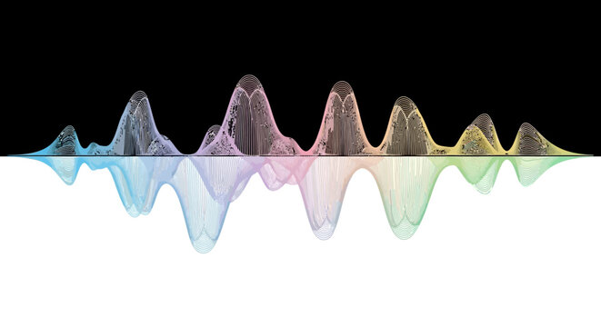 Vibrant sound wave graphic illustration.