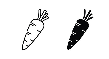 Obraz premium Two carrot icons one white and one black showing a silhouette