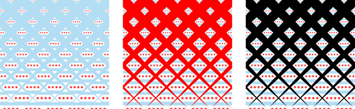 chicago flag pattern set. rhombus background. vector illustration