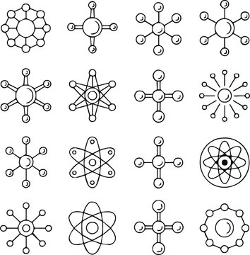 atom logo and symbol pack science atomic illustrations