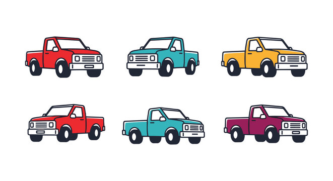 Pickup Truck Line art vector creative minimal shapes