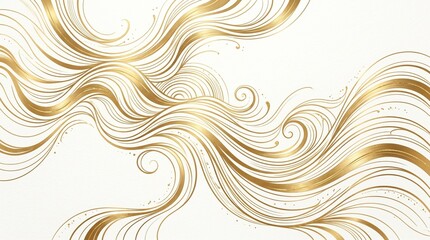 Fototapeta premium Elegant gold swirling waves, abstract luxury background, metallic design element, decorative texture
