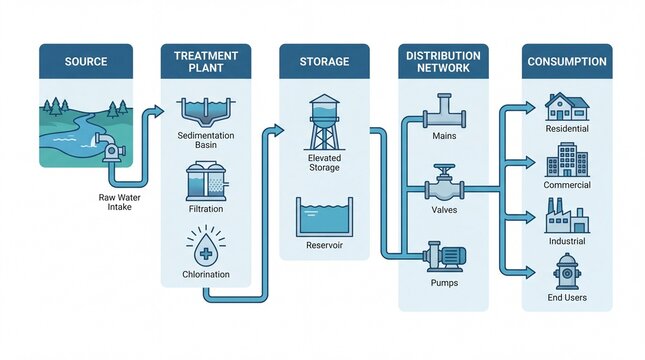 Water Supply System Process Flowchart Diagram
