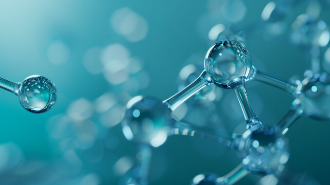 Futuristische Molek&uuml;lstruktur mit Glas-Atomen &ndash; Wissenschaft, Chemie und Technologie Hintergrund