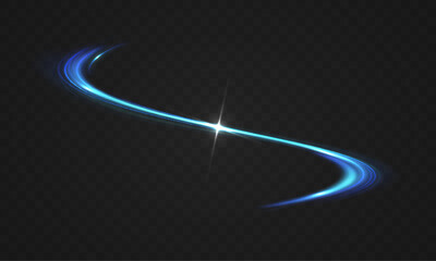 Abstract blue glowing curved light streak with motion effect isolated on transparent background © Animation Stock