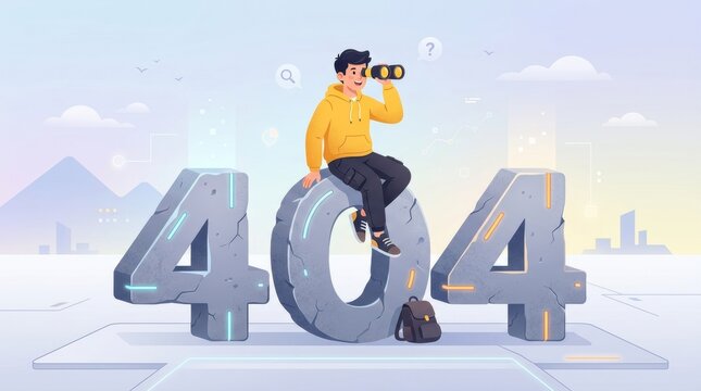 Creative 404 error page illustration representing a lost connection and modern web design concepts.