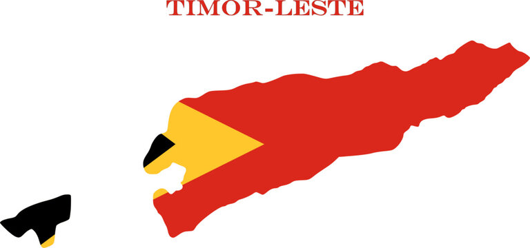 Timor-Leste Map Flag South East Asia National Vector Outline Art