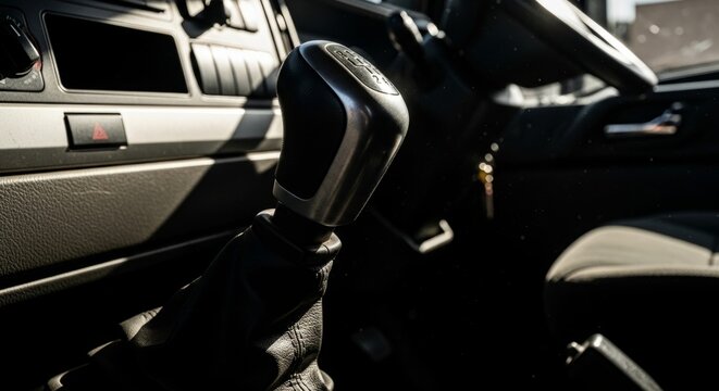 Truck Gear Shift in Harsh Sunlight