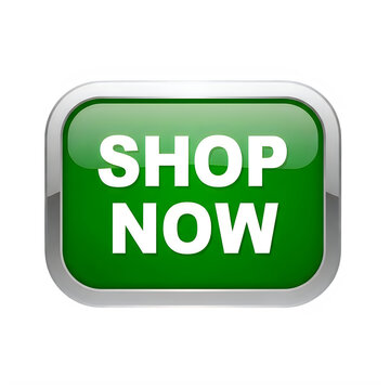 Green shop now button with silver border