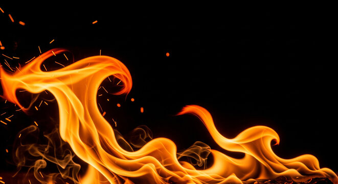 Wavy abstract fire flames burning isolated on a transparent png perfect for elegant hot designs and creative visual art