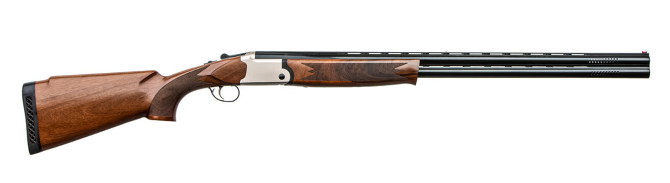 Professional hunting shotgun with wooden stock