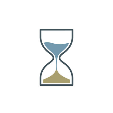 A simple illustration of an hourglass.