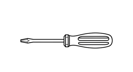 Obraz premium Simple flat lay illustration of a screwdriver on transparent background silhouette
